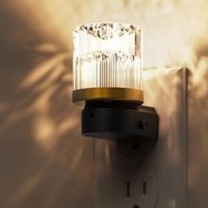 🌿LED Crystal Plug In Night Light Auto Sensor Warm Glow Modern Accent